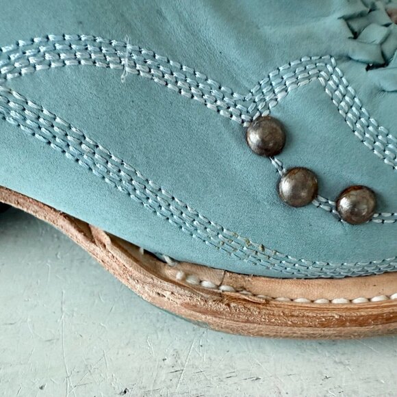 Lane COSSETTE Womens Cowboy Bootie 7.5 Blue Cowgirl Western Short Ankle Boots - Picture 3 of 13